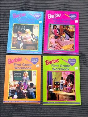 Vintage school Barbie books first grade work books lot of 4